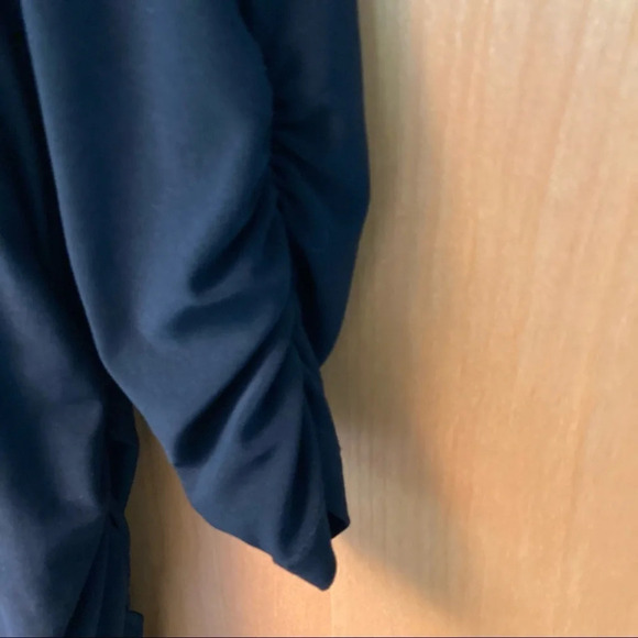 JOSEPH RIBKOFF Sz 10 Ruched Flattering Little Black  Dress 3/4 Sleeves - Picture 3 of 6